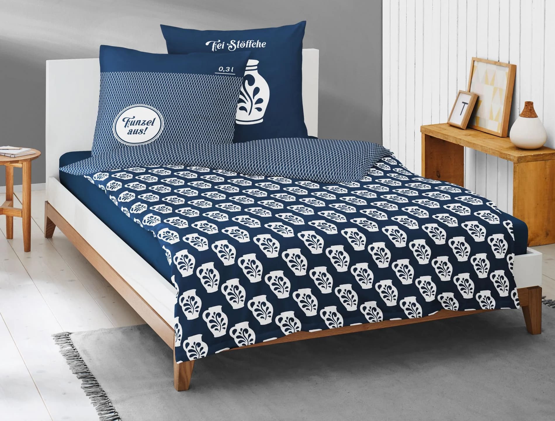 Wendebettwäsche IRISETTE Wave 8136 Blau Mako-Satin