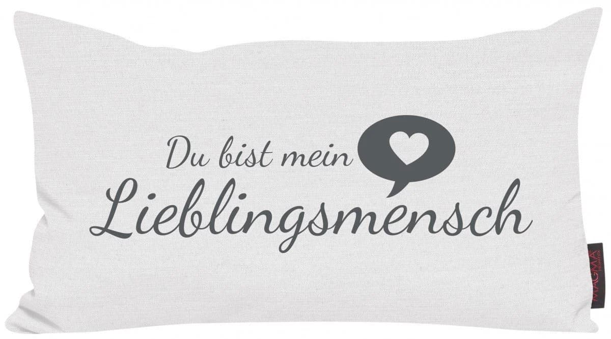 SCHÖNER LEBEN. Dekokissen 30x50cm Weiß/Grau Spruch