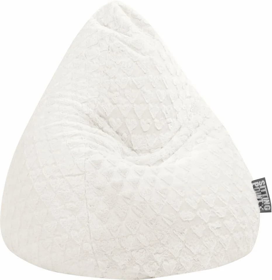 Sitting Point Sitzsack FLUFFY HEARTS L Plüschsitzsack mit Herzoptik Weiss - Bild 2