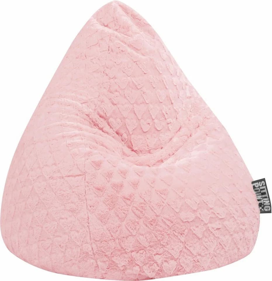 Sitting Point Sitzsack FLUFFY HEARTS L Rosa Plüsch mit Herzoptik - Bild 2