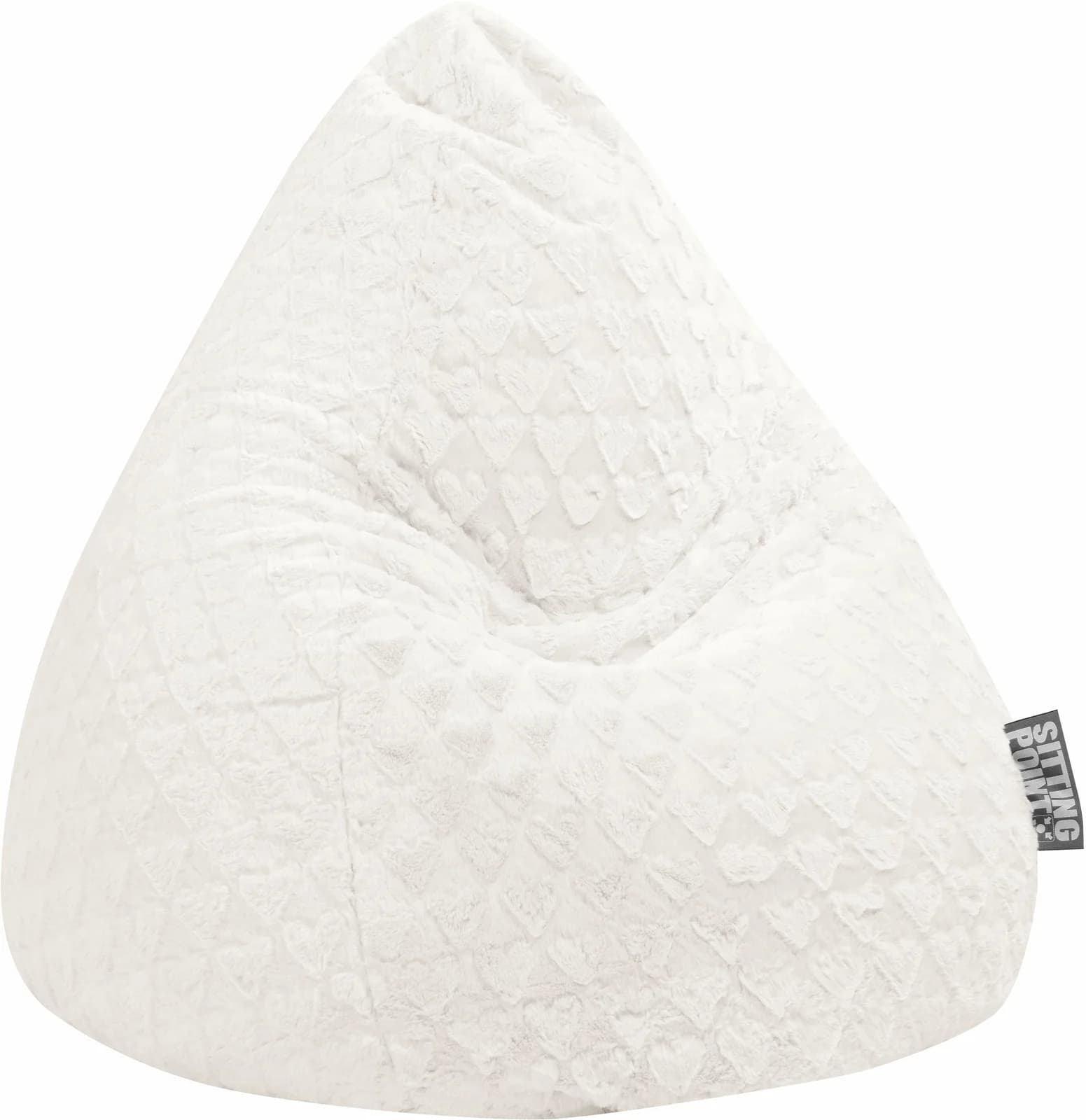 SITTING POINT Sitzsack FLUFFY HEARTS XL Weiß Plüschsitzsack