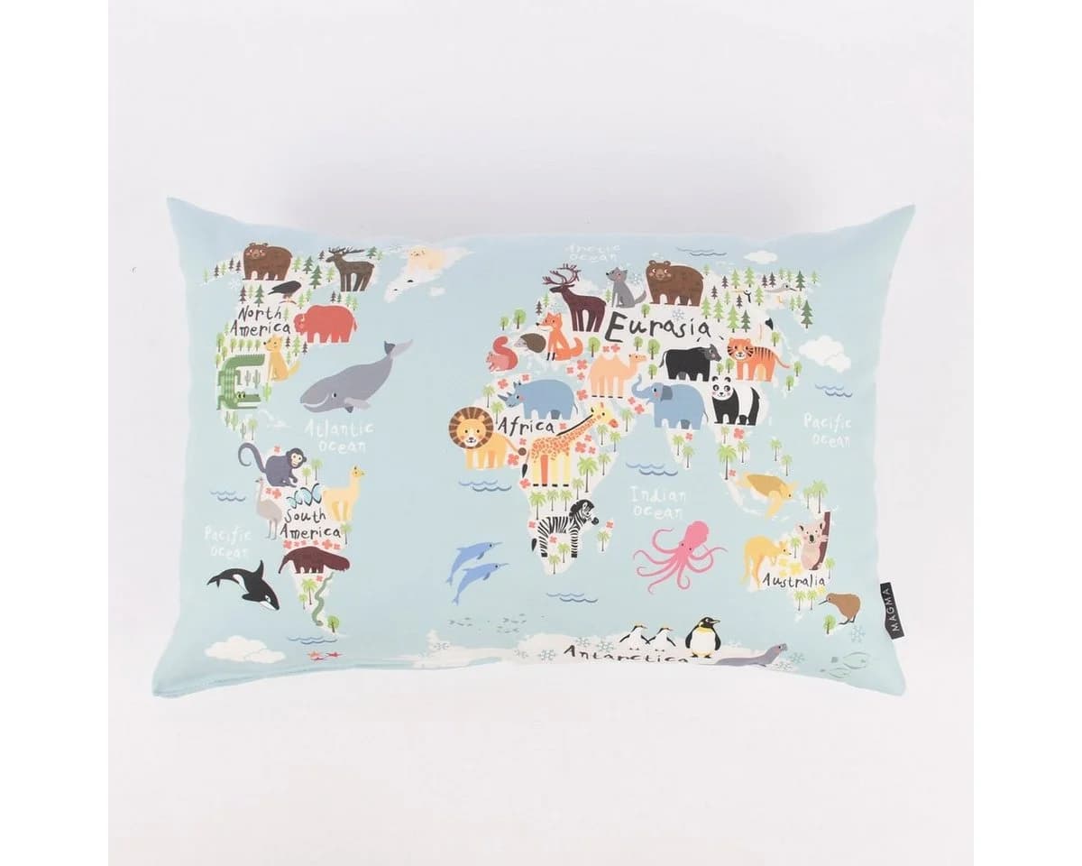 Magma Heimtex Dekokissen WORLD hellblau bunt 40x60cm - Bild 2