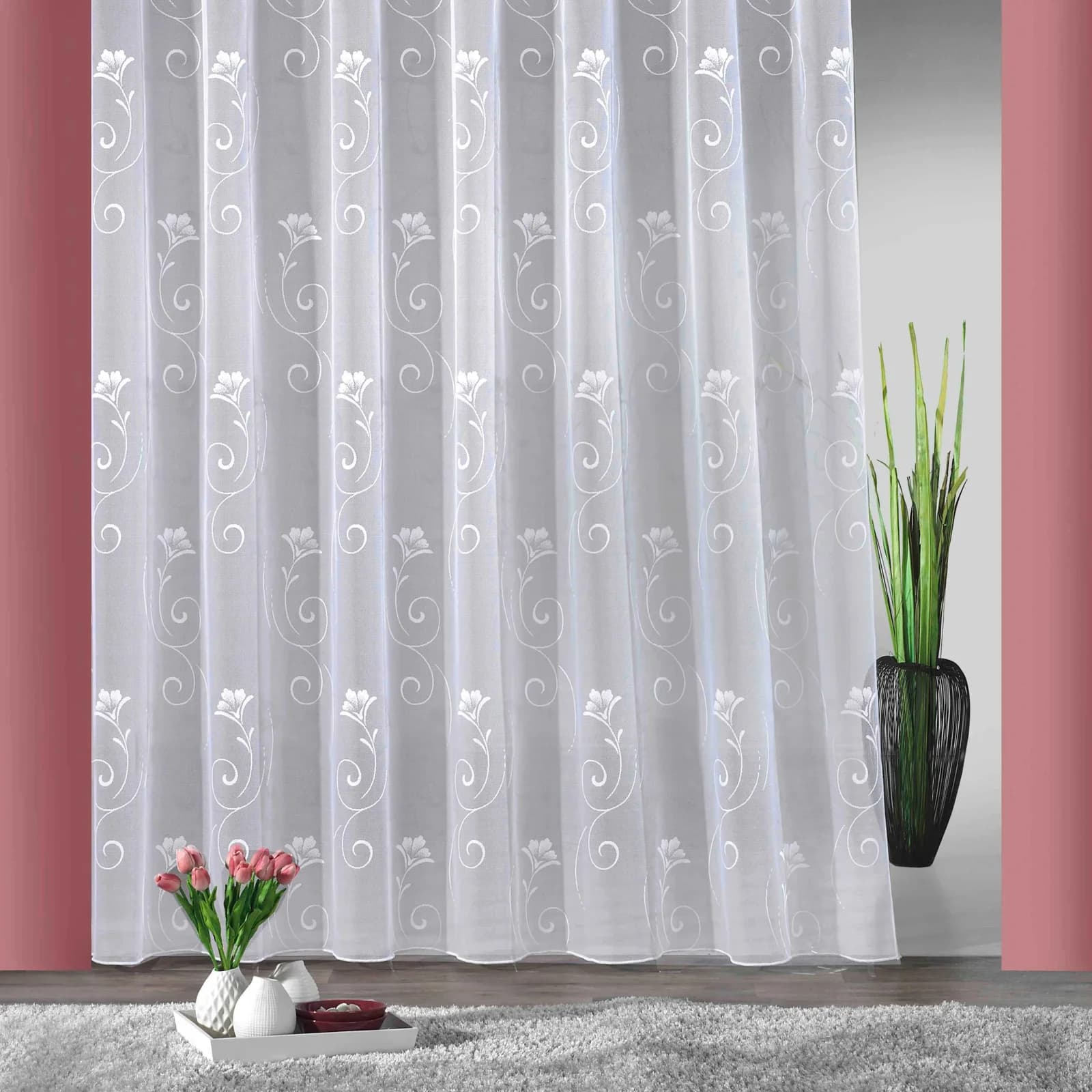 Weckbrodt Gardine Lilly Weiß Jacquard Polyester