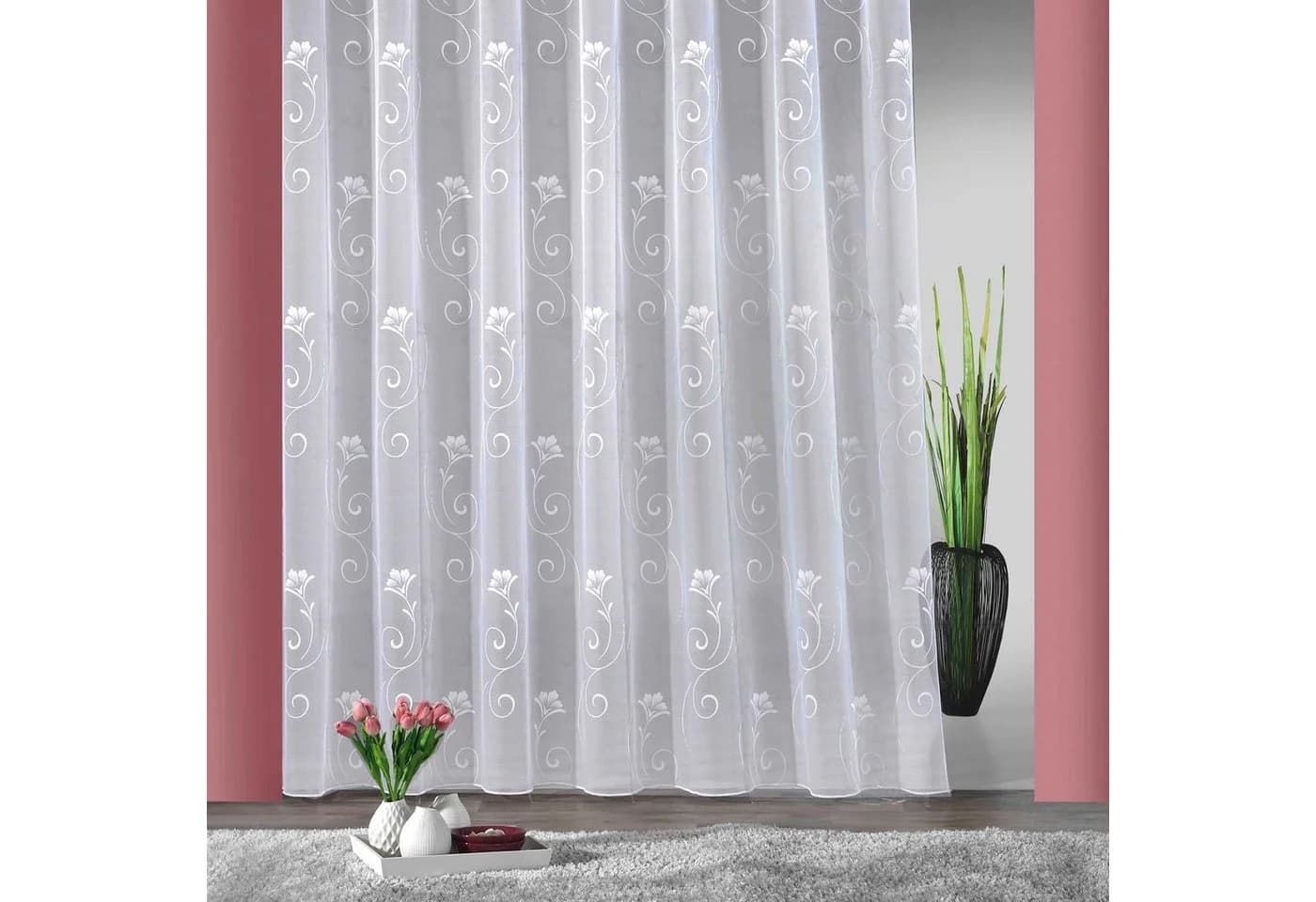 Weckbrodt Gardine Lilly Weiß Jacquard Floral Smokband - Bild 2