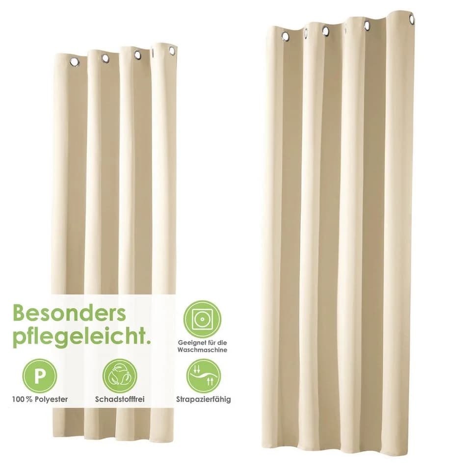 heimtexland Verdunkelungsvorhang XL Thermo Beige Ösenschal - Bild 5