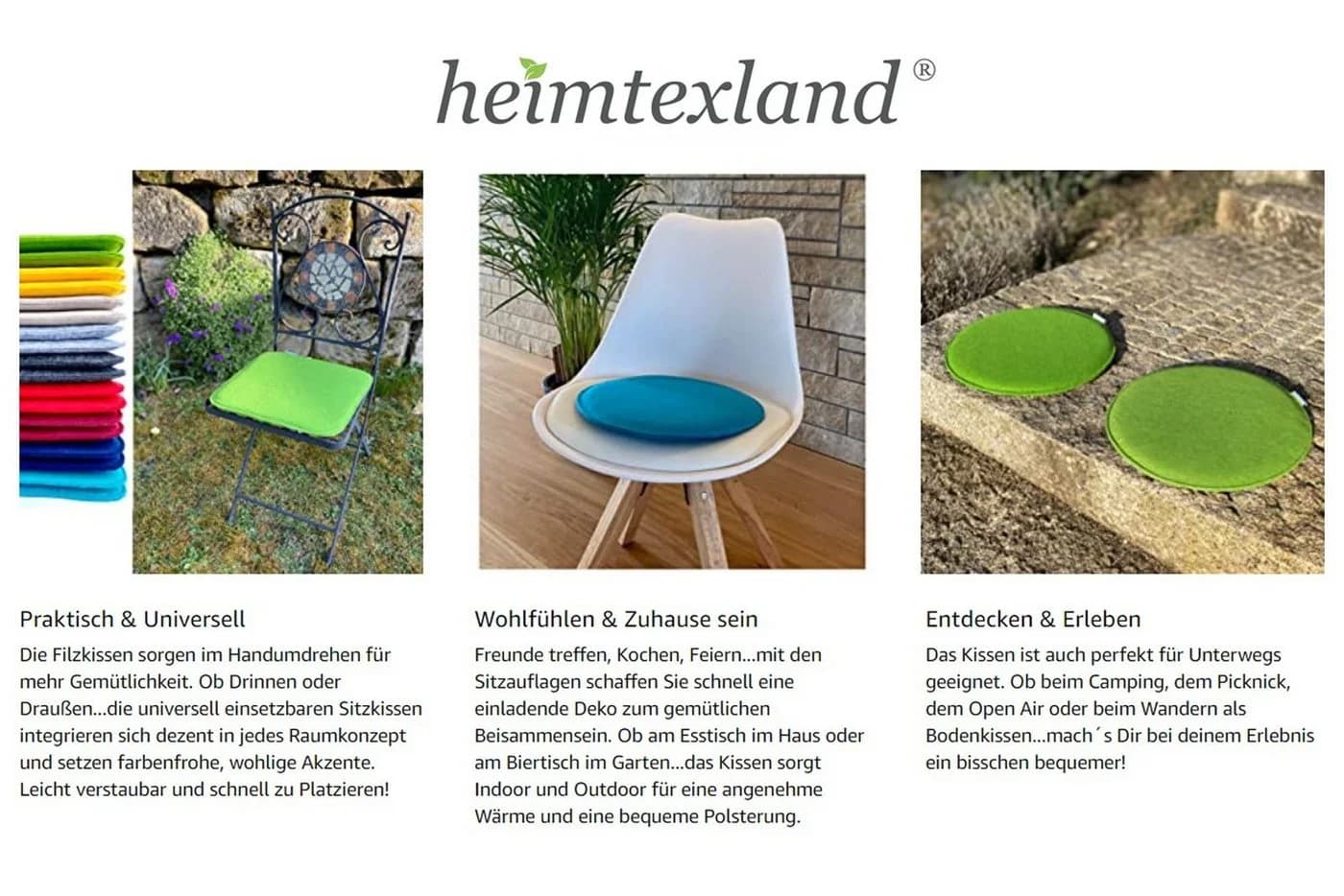 heimtexland Filz Sitzauflage Grau 35cm Rund/Eckig Indoor Outdoor - Bild 5