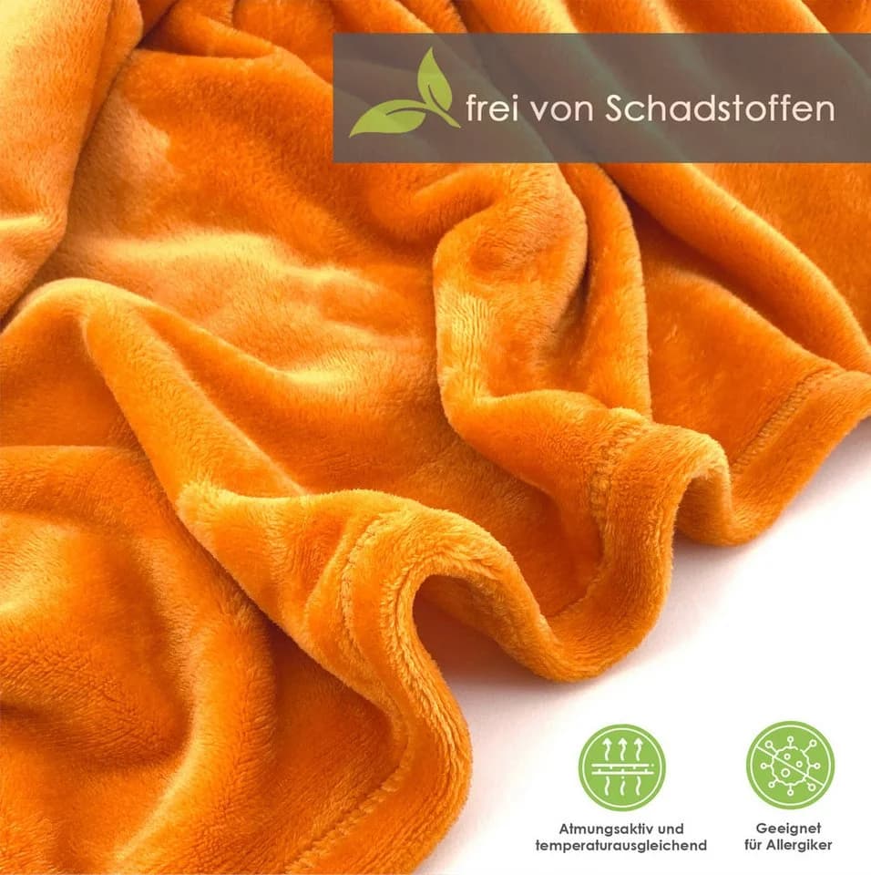 heimtexland Wohndecke Premium Super Soft Flanell Kuscheldecke Orange - Bild 3