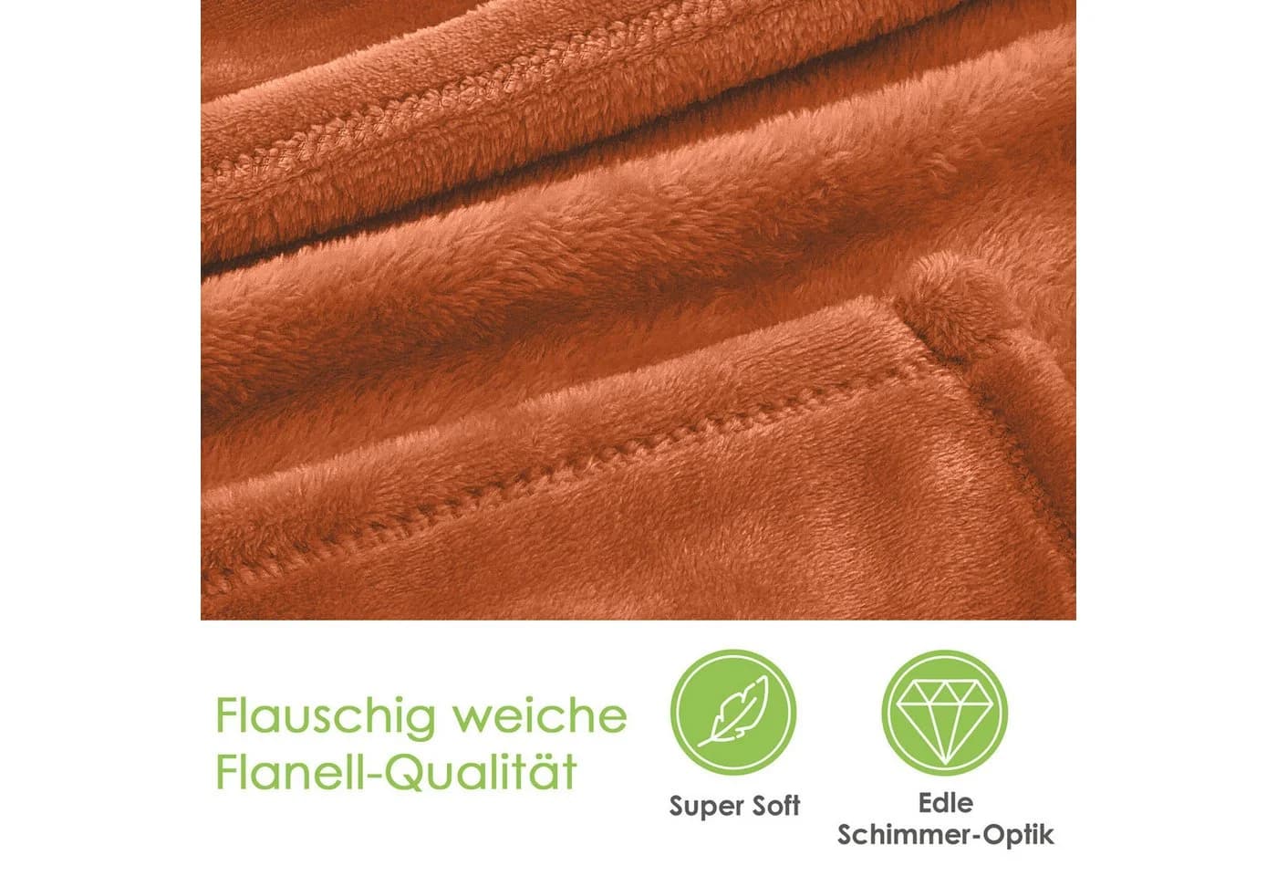 heimtexland Wohndecke Premium Flanell Kuscheldecke Kupfer