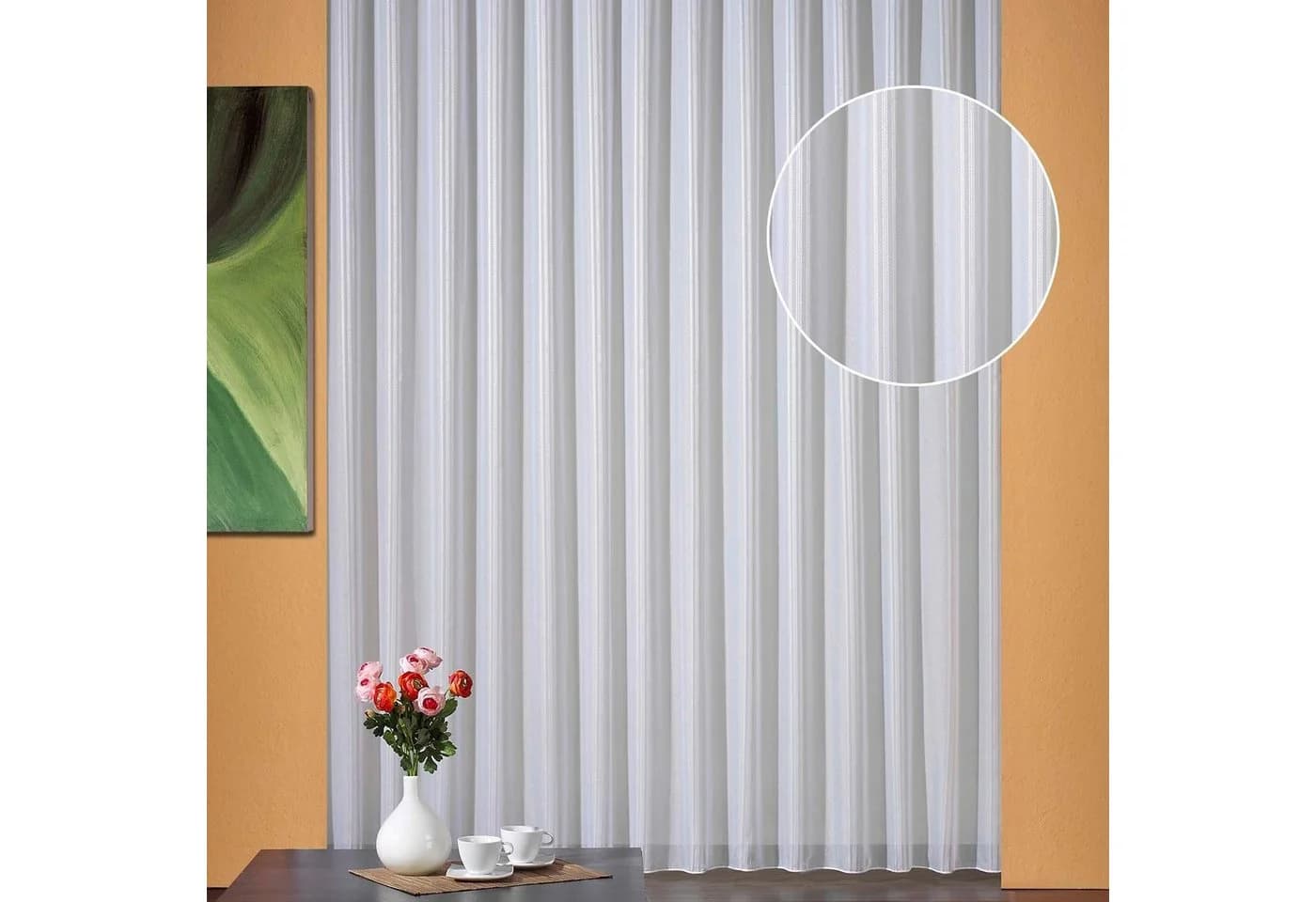 WECKBRODT Gardine Breslau Cremeweiß Polyester Kräuselband - Bild 2
