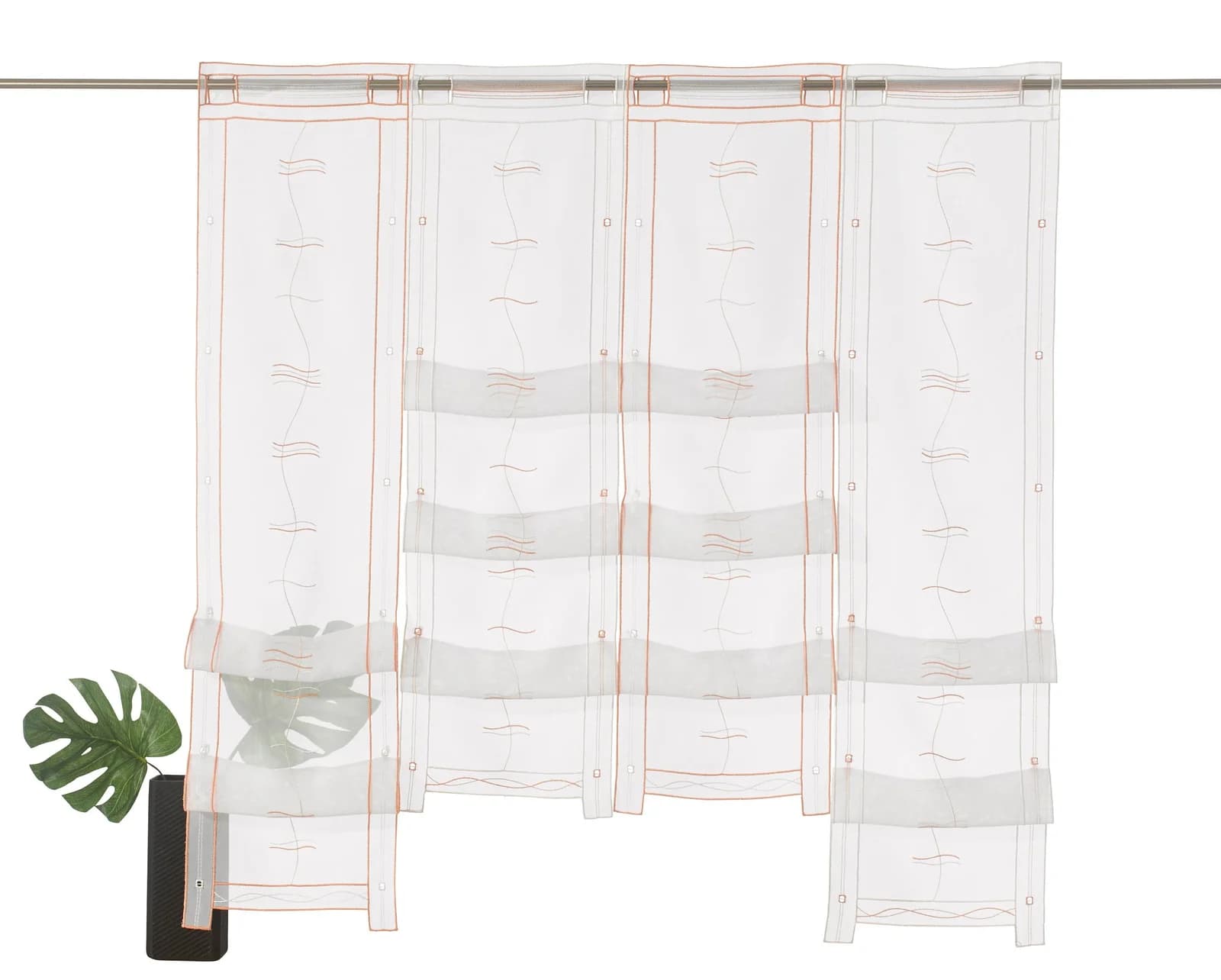 Weckbrodt Scheibengardine Selina Bestickt Orange Transparent