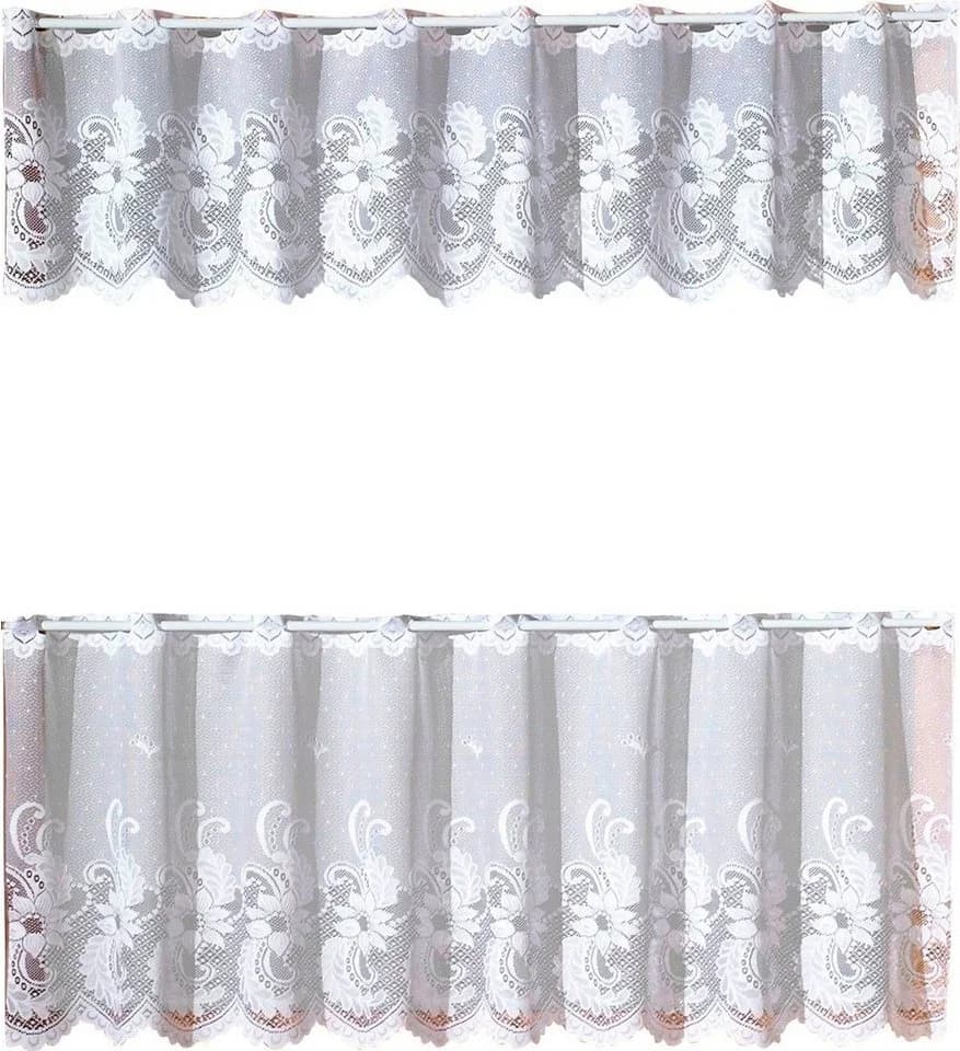 Weckbrodt Scheibengardine Flensburg Weiß Blumenmuster Jacquard