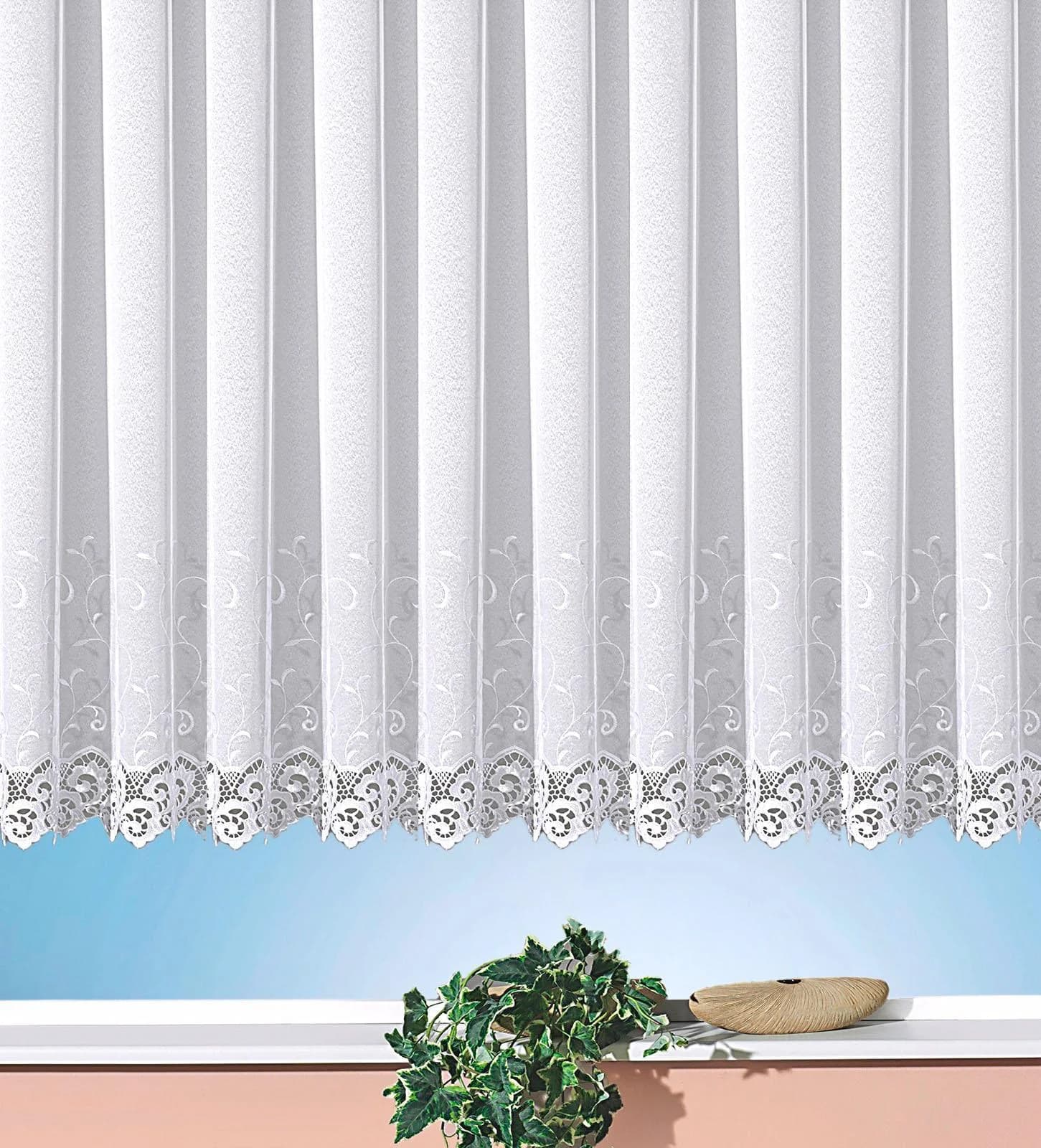 WECKBRODT Gardine Elina Weiß Polyester Echte Stickerei Kräuselband - Bild 4