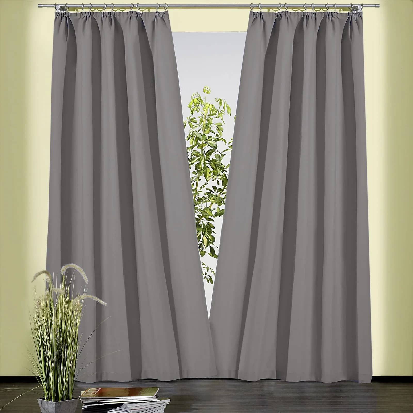 Vorhang WECKBRODT Sento Grau Baumwolle Polyester Blickdicht