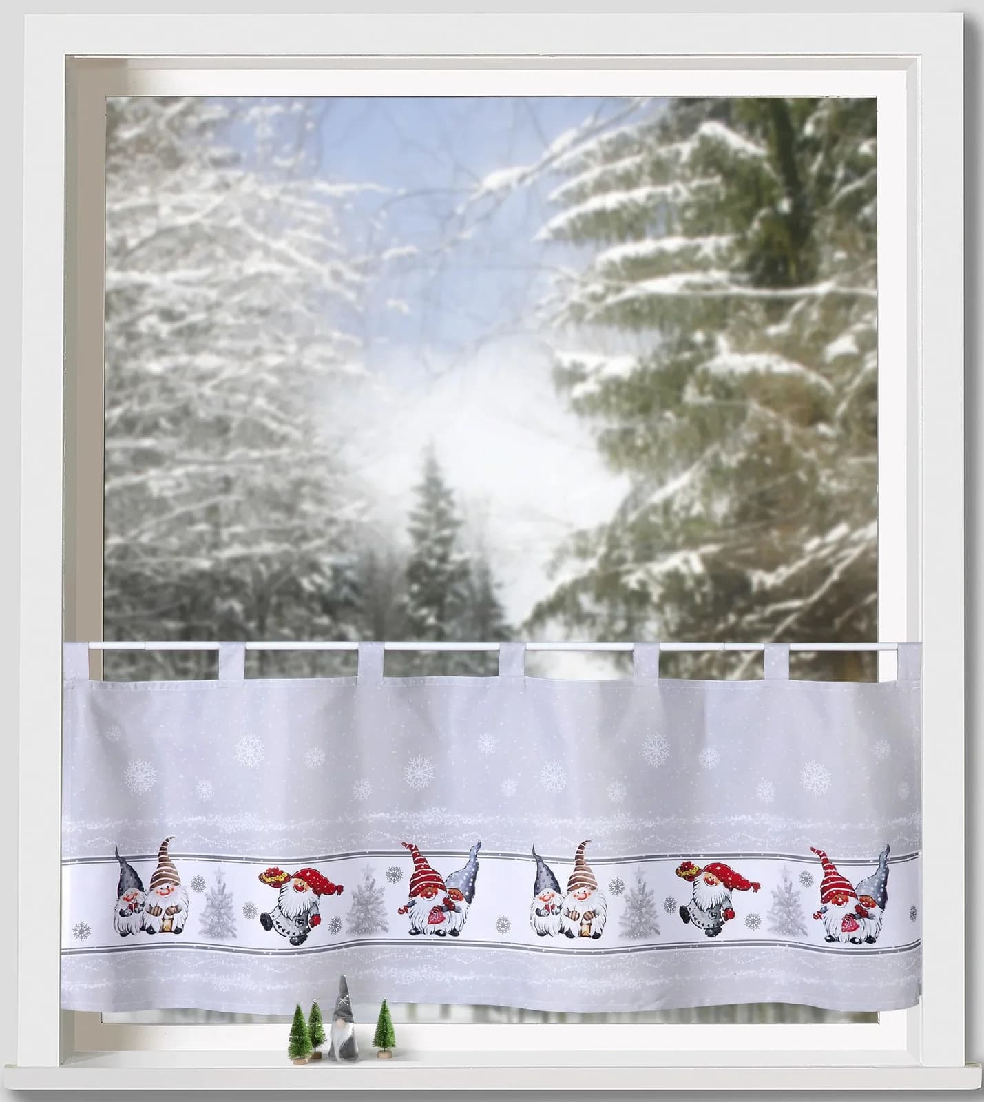 Scheibengardine Weckbrodt Wichtel im Schnee Bunt 120cm