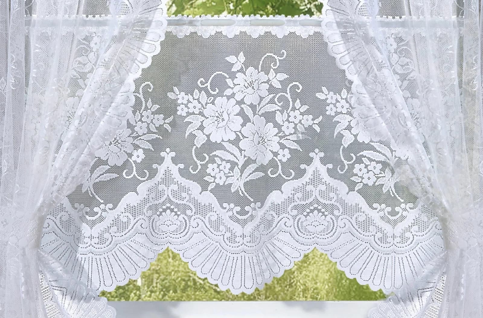 Weckbrodt Scheibengardine Siena Weiß Floral Jacquard