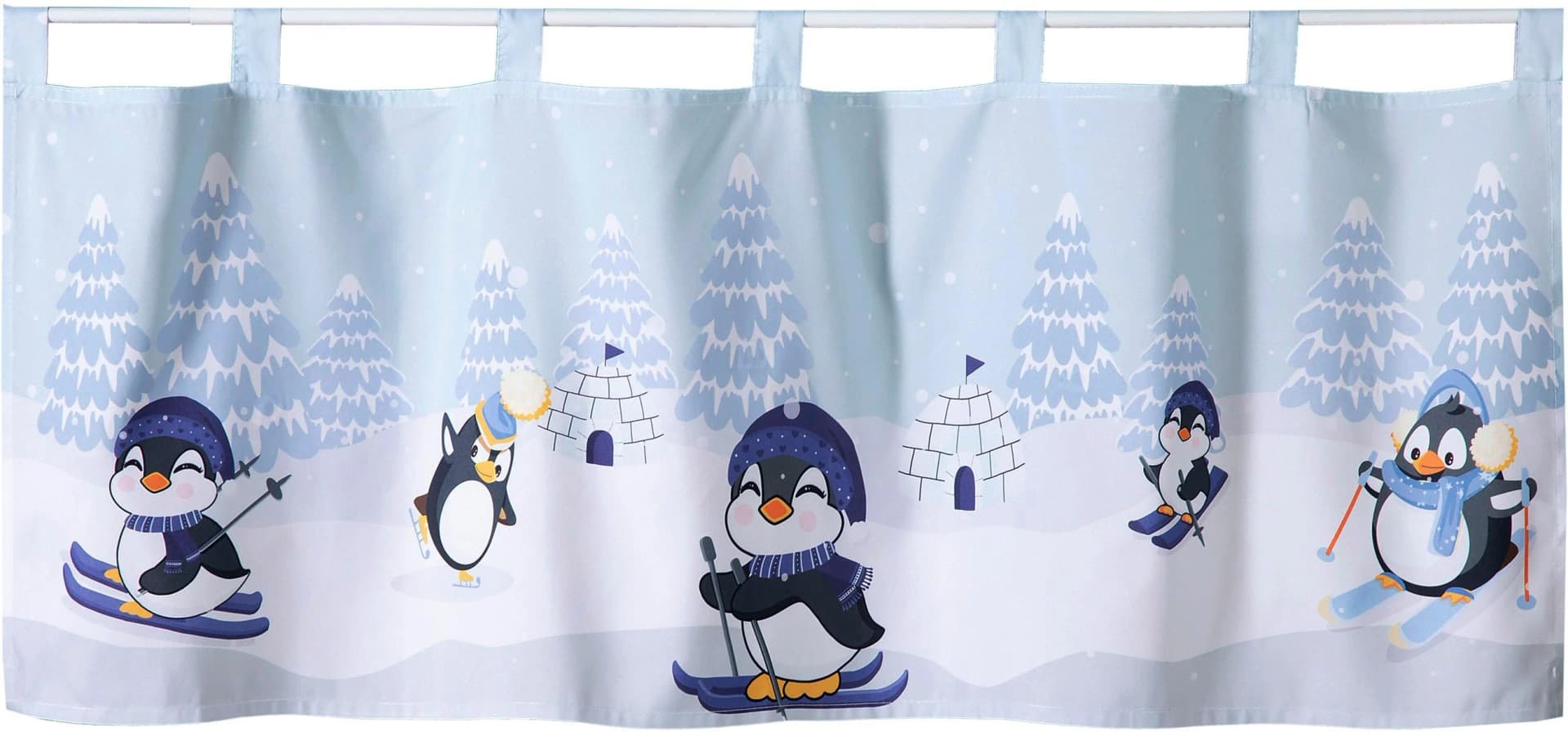 Weckbrodt Scheibengardine Comic-Pinguine Bunt Microfaser