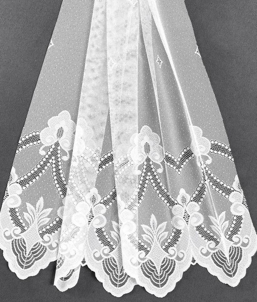 Weckbrodt Gardine Weimar C-Bogen Weiß Floral Jacquard