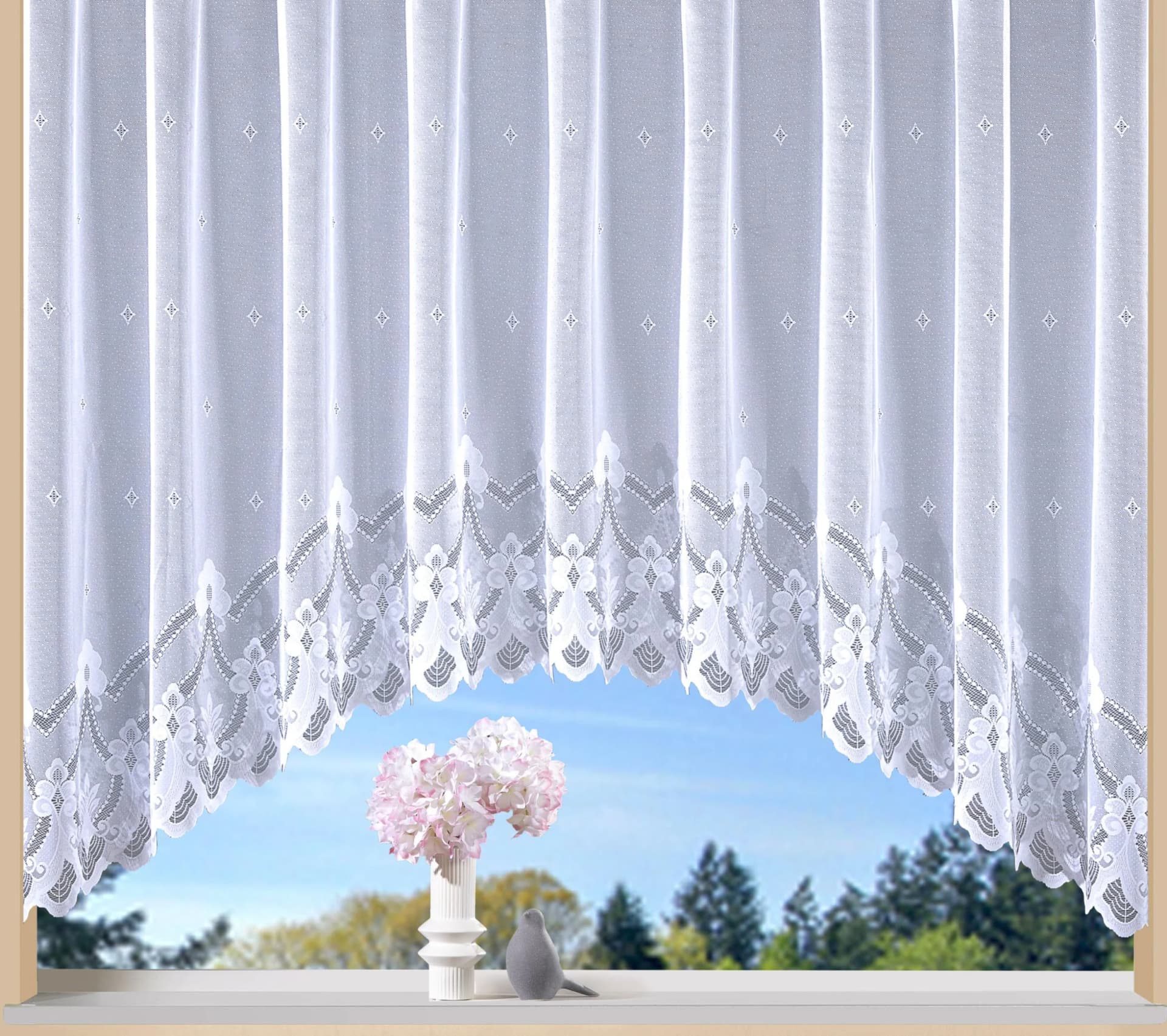 Weckbrodt Gardine Weimar C-Bogen Weiß Floral Jacquard - Bild 5