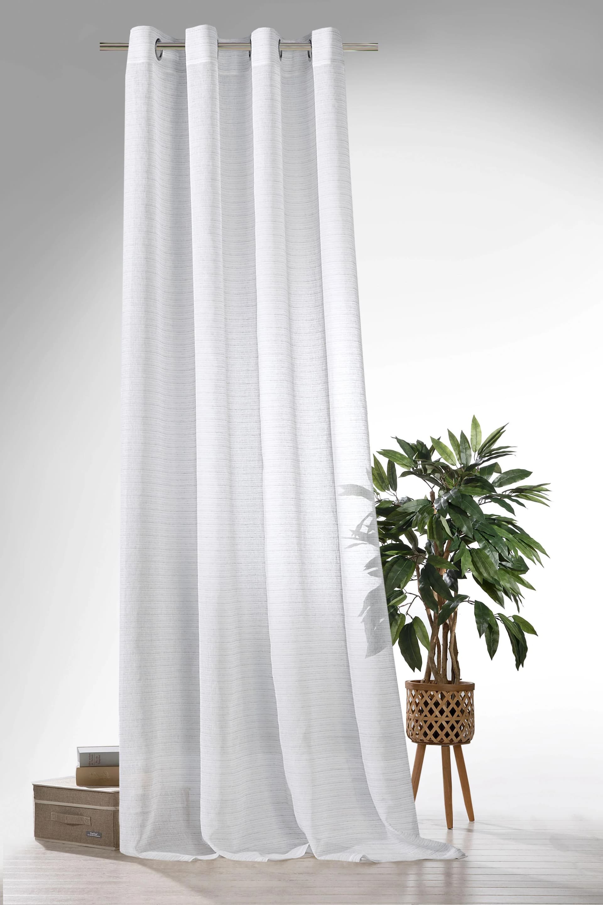 Weckbrodt-Gardinen Vorhang Natural Chic Grau Leinen-Optik