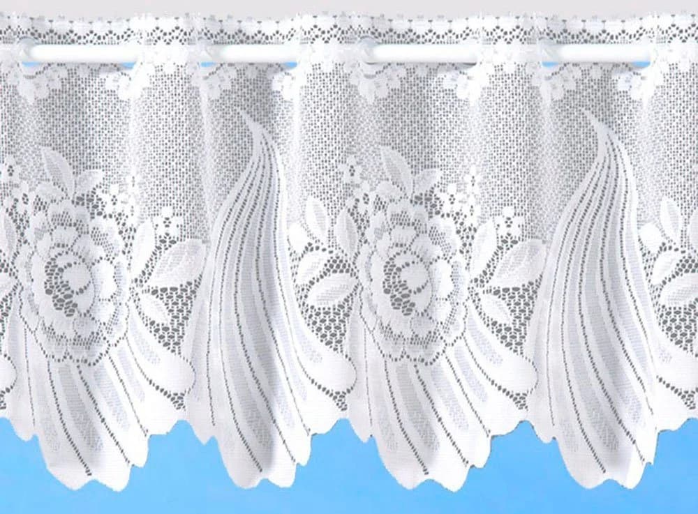 Weckbrodt Scheibengardine Savannah Weiß Jacquard Blumenmuster - Bild 3
