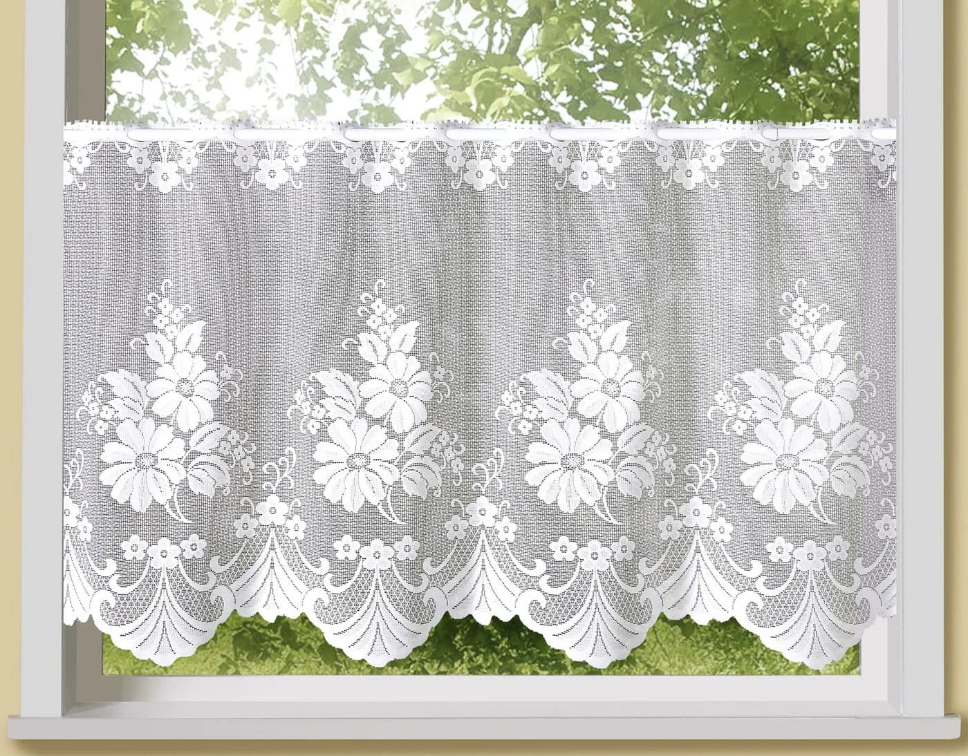 Weckbrodt Scheibengardine Mara Weiß Floral Jacquard - Bild 2