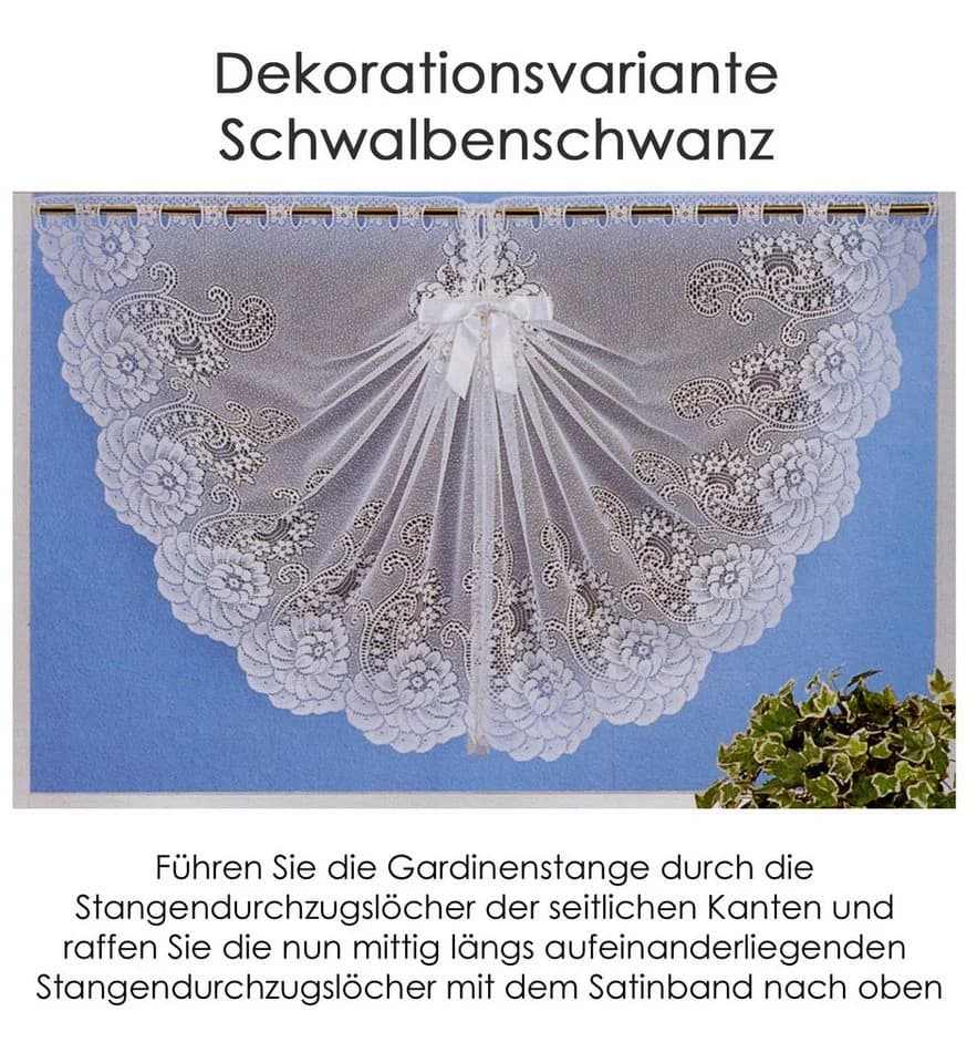 heimtexland Scheibengardine Jacquard Blumen Bordüre Stangendurchzug - Bild 5