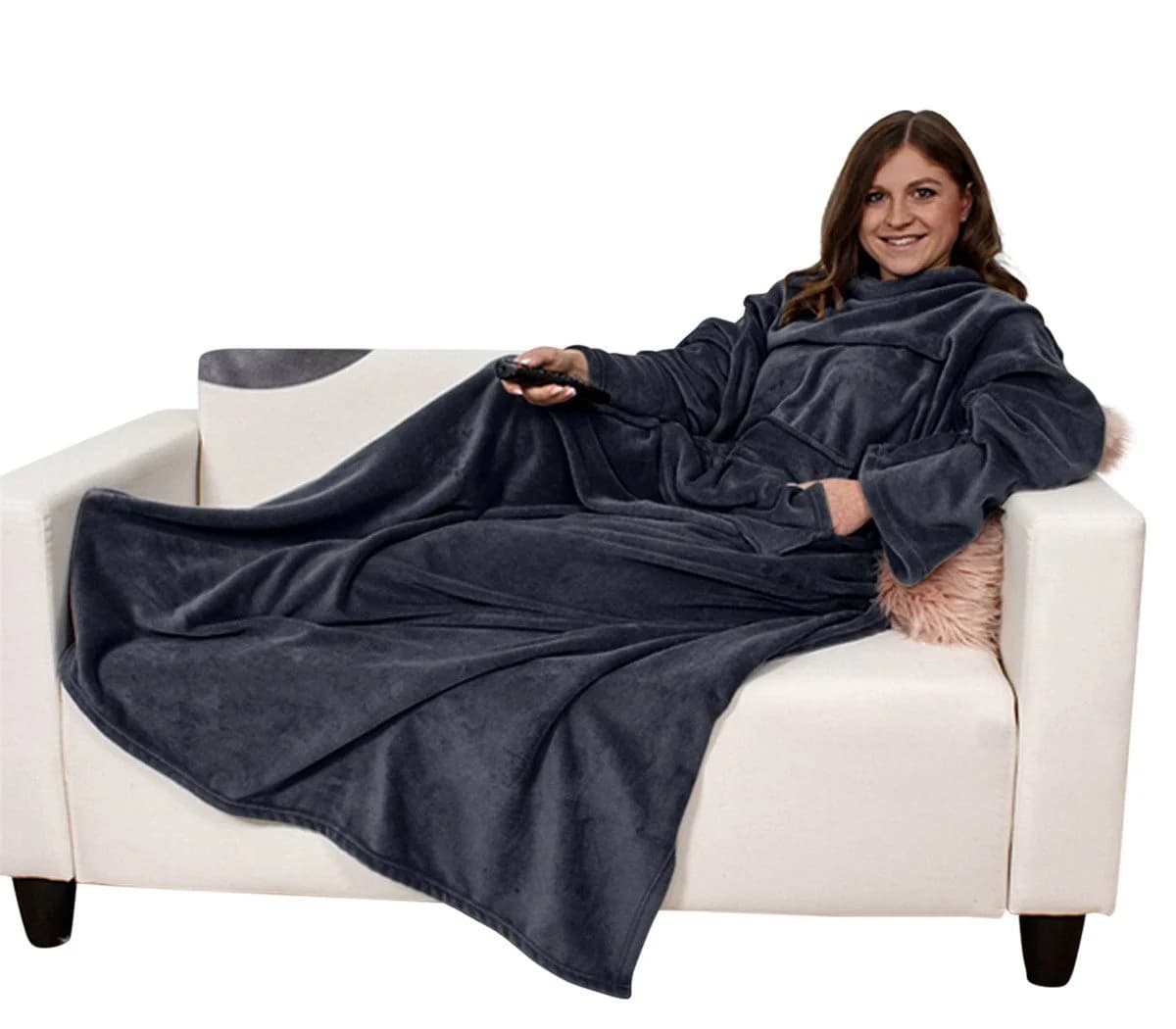 heimtexland Wohndecke Kuschelig weich Ärmeldecke Ganzkörper Kuscheldecke Schwarz - Bild 2
