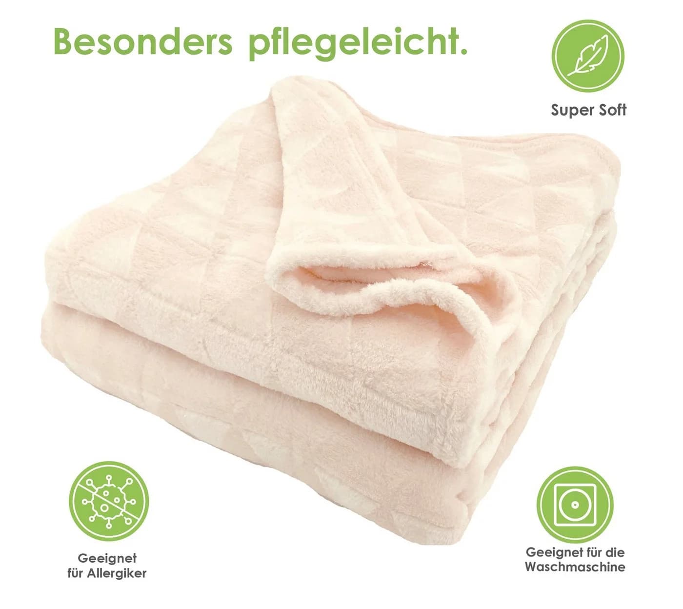 heimtexland Wohndecke Soft Flanell Kuscheldecke Creme Rautenmuster - Bild 3