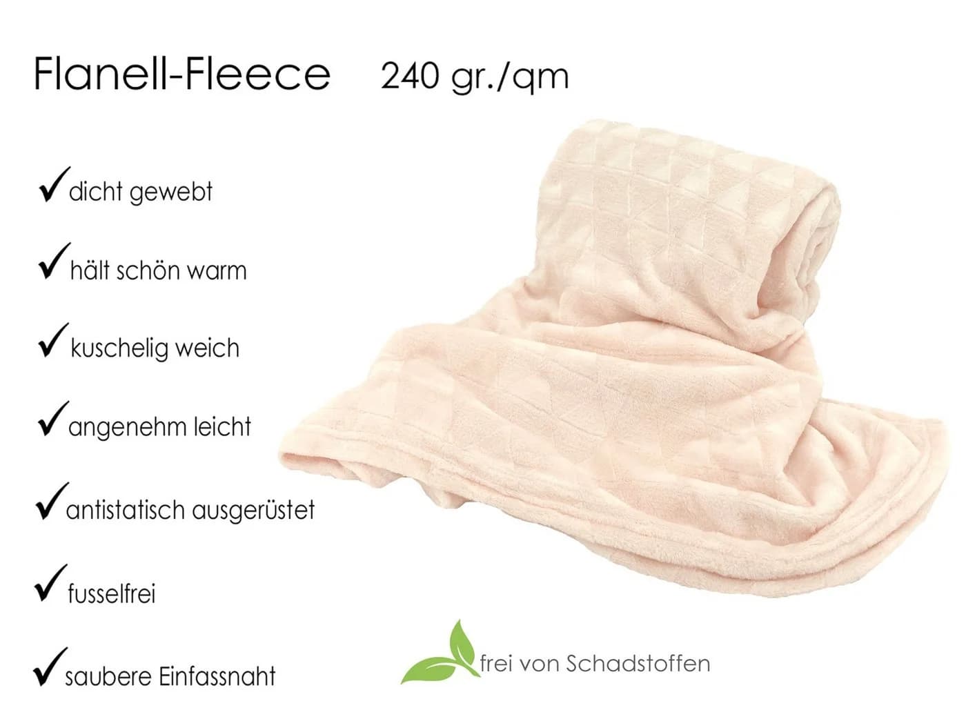 heimtexland Wohndecke Soft Flanell Kuscheldecke Creme Rautenmuster - Bild 4