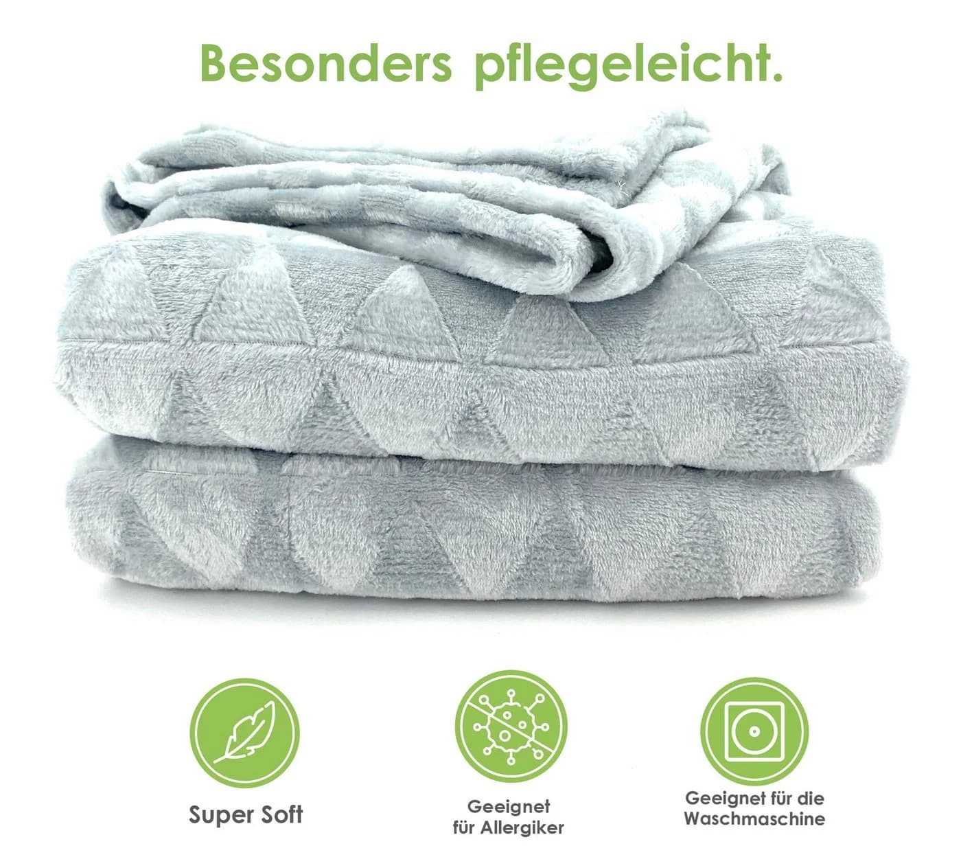 heimtexland Wohndecke Soft Flanell Kuscheldecke Silber Hellgrau - Bild 3
