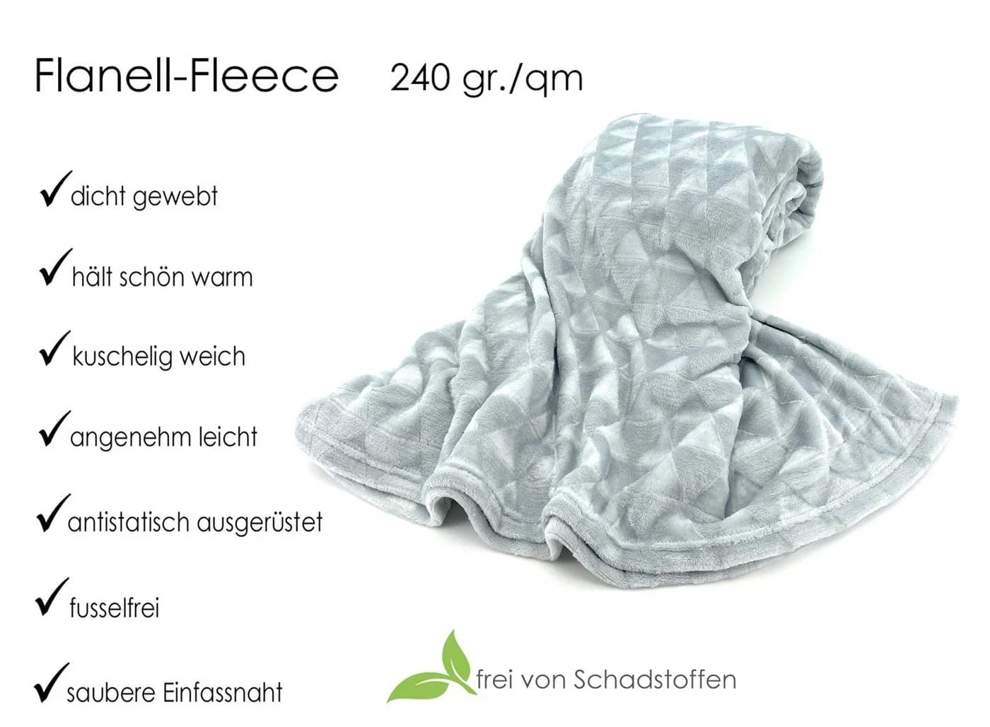 heimtexland Wohndecke Soft Flanell Kuscheldecke Silber Hellgrau - Bild 4