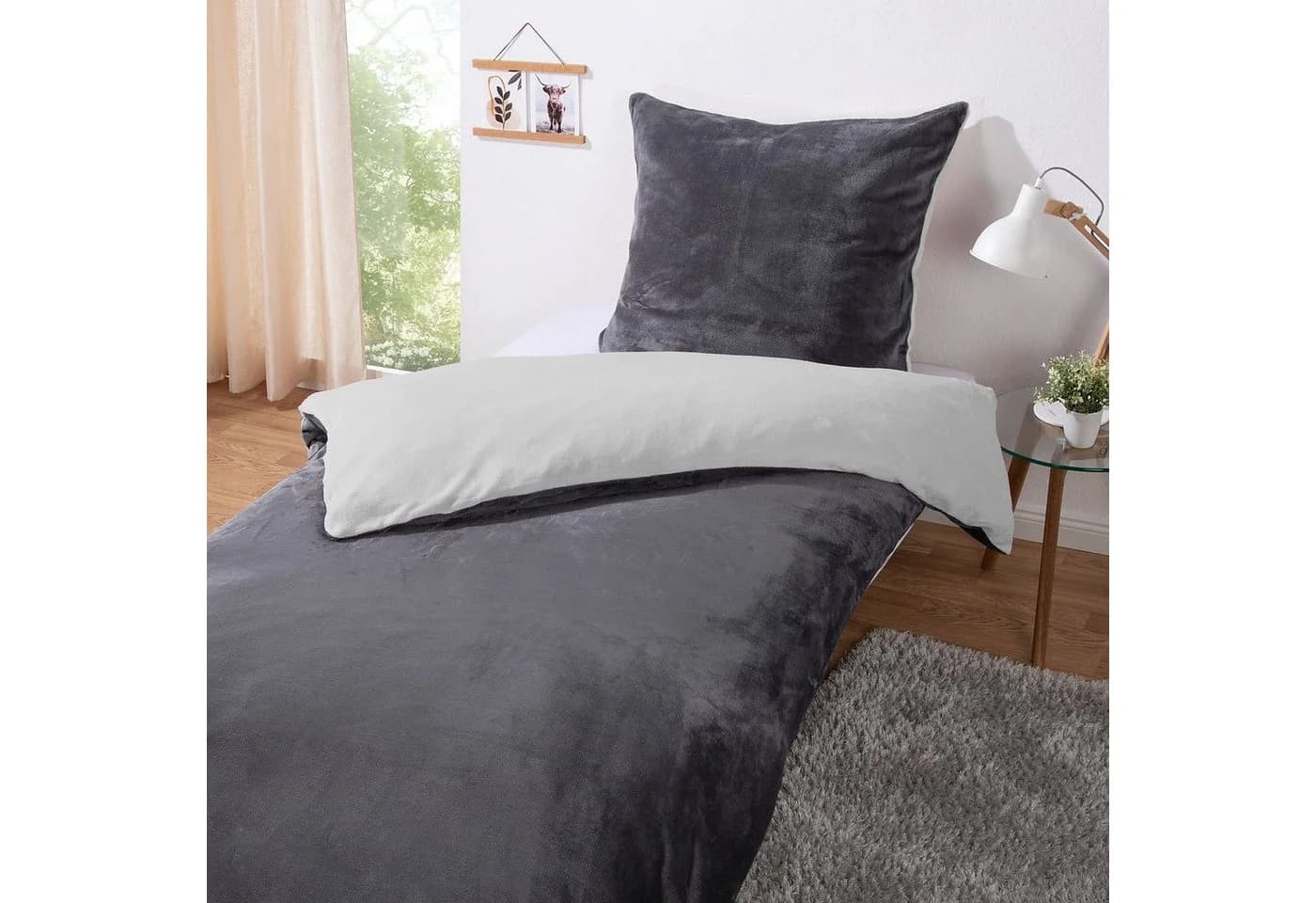 heimtexland Bettwäsche Super Soft Wende Anthrazit Microfaser