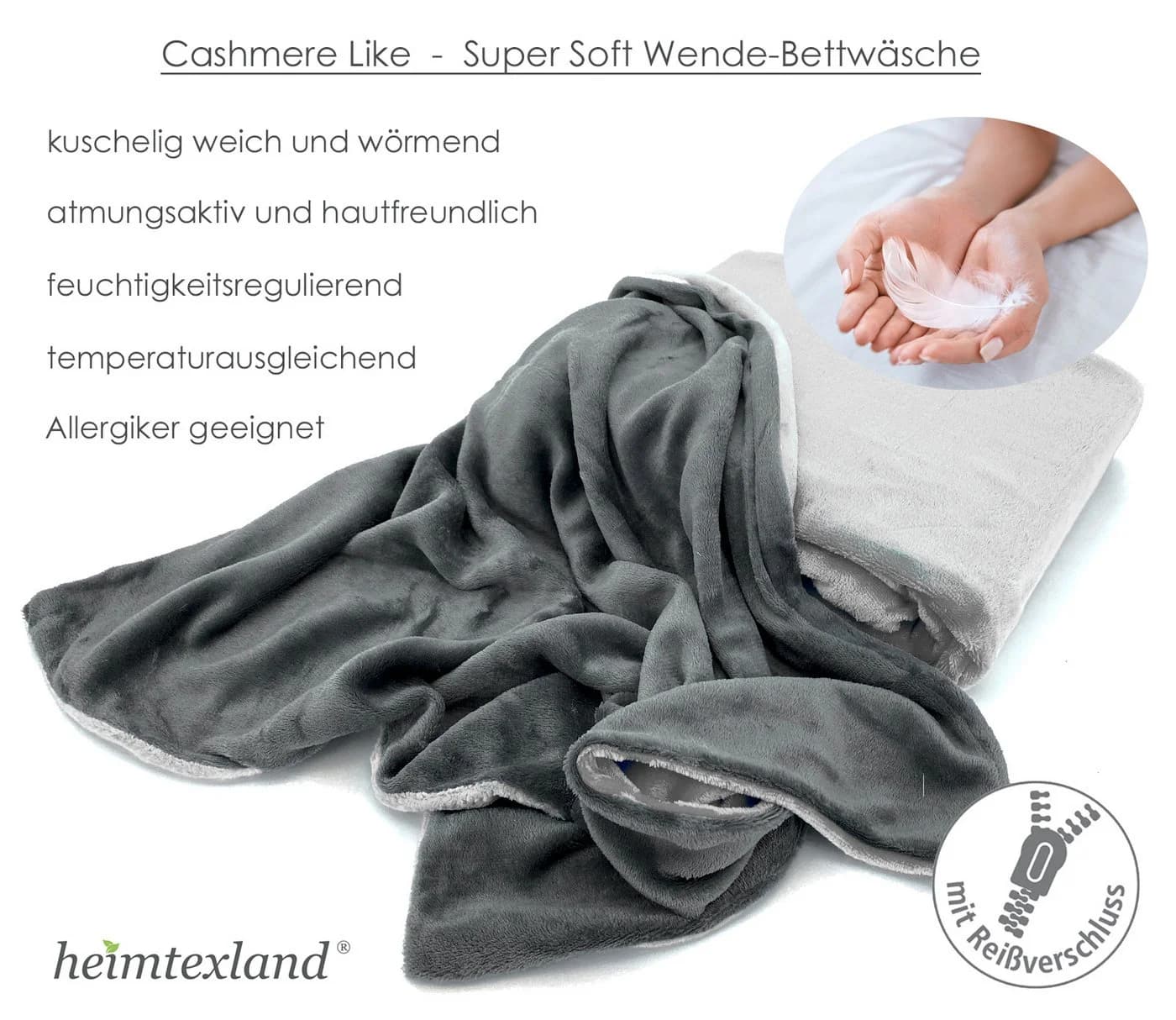 heimtexland Bettwäsche Super Soft Wende Anthrazit Microfaser - Bild 4