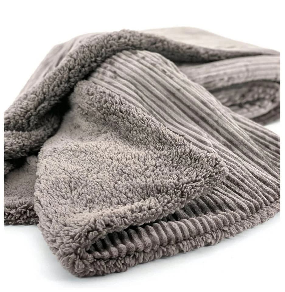 heimtexland Wohndecke Flauschige Cord Kuscheldecke Sherpa Fell Braun
