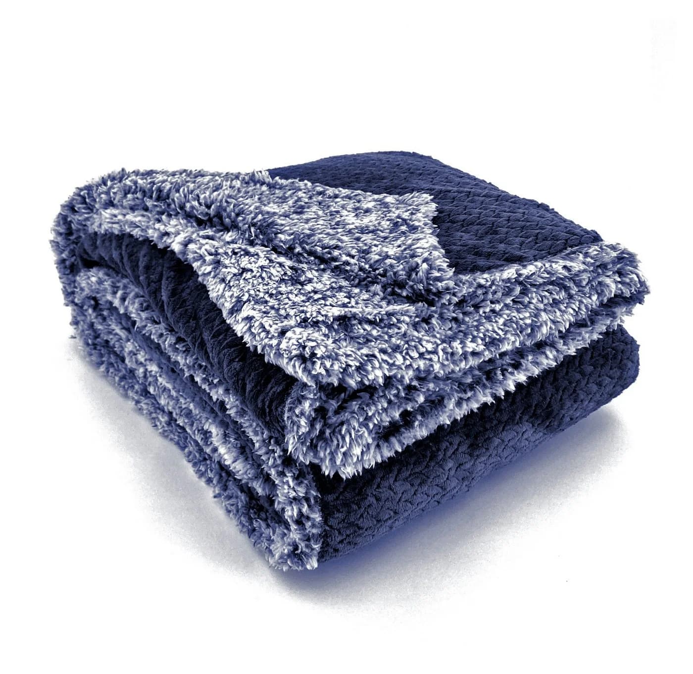 heimtexland Wohndecke Flauschig Samt Jacquard Flanell Navy-Blau Premium