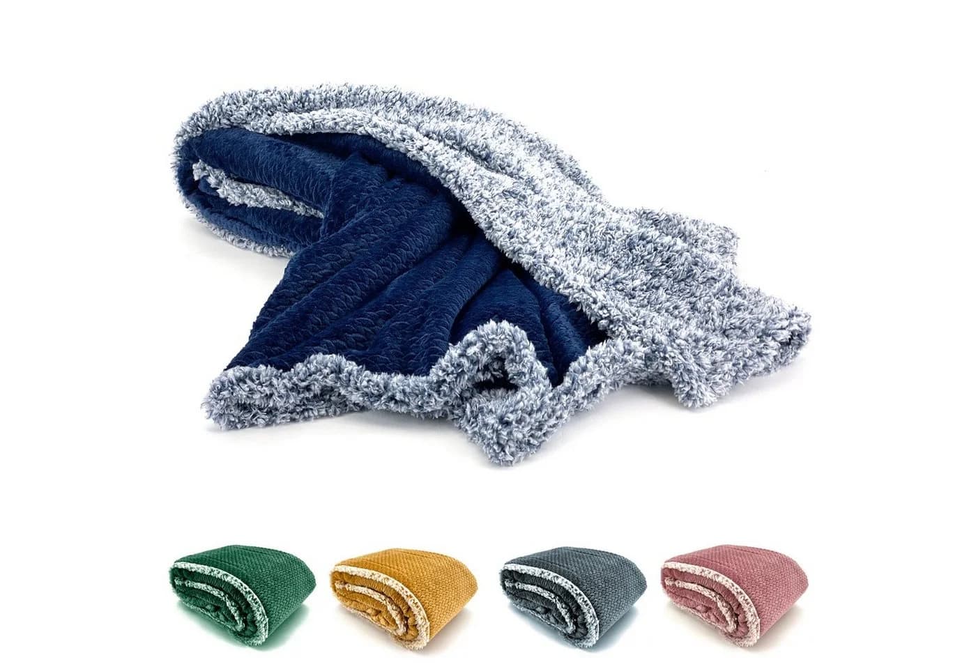 heimtexland Wohndecke Flauschig Samt Jacquard Flanell Navy-Blau Premium - Bild 2