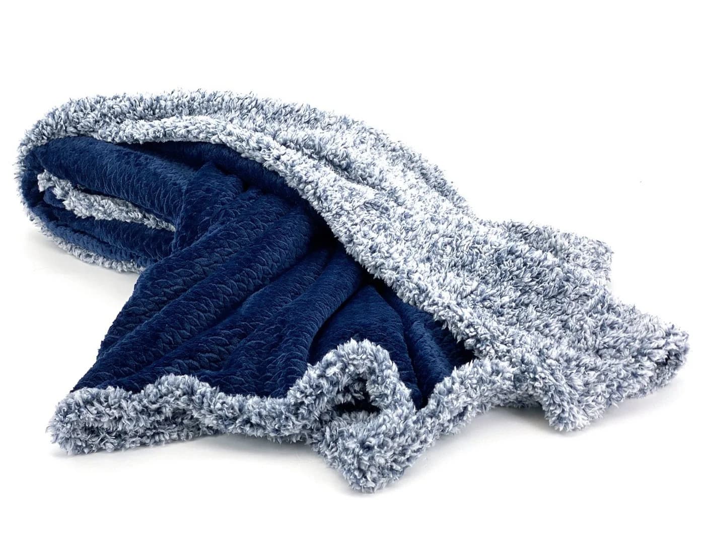 heimtexland Wohndecke Flauschig Samt Jacquard Flanell Navy-Blau Premium - Bild 4