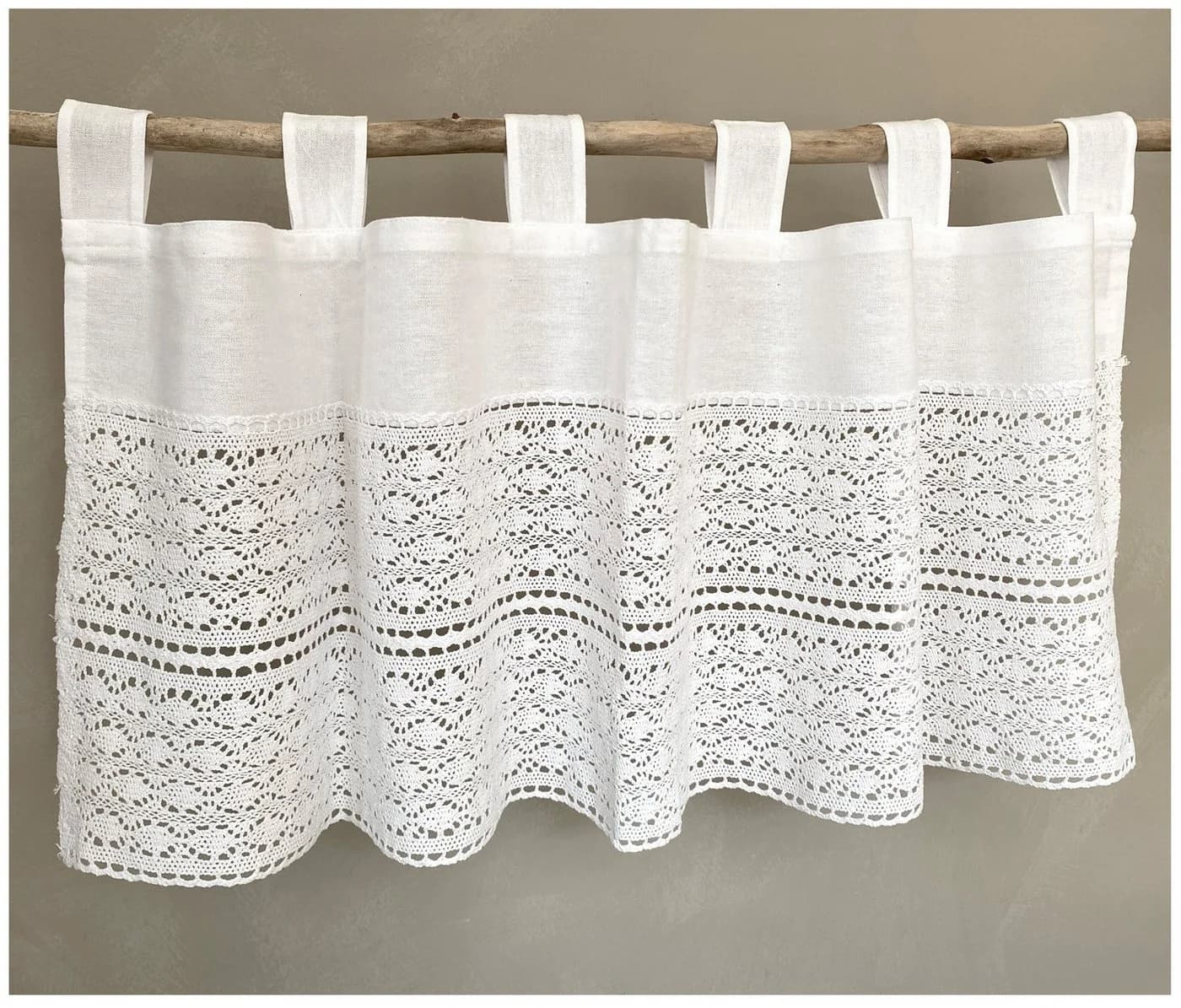 heimtexland Scheibengardine Deko Set Weiß Häkelspitze Boho