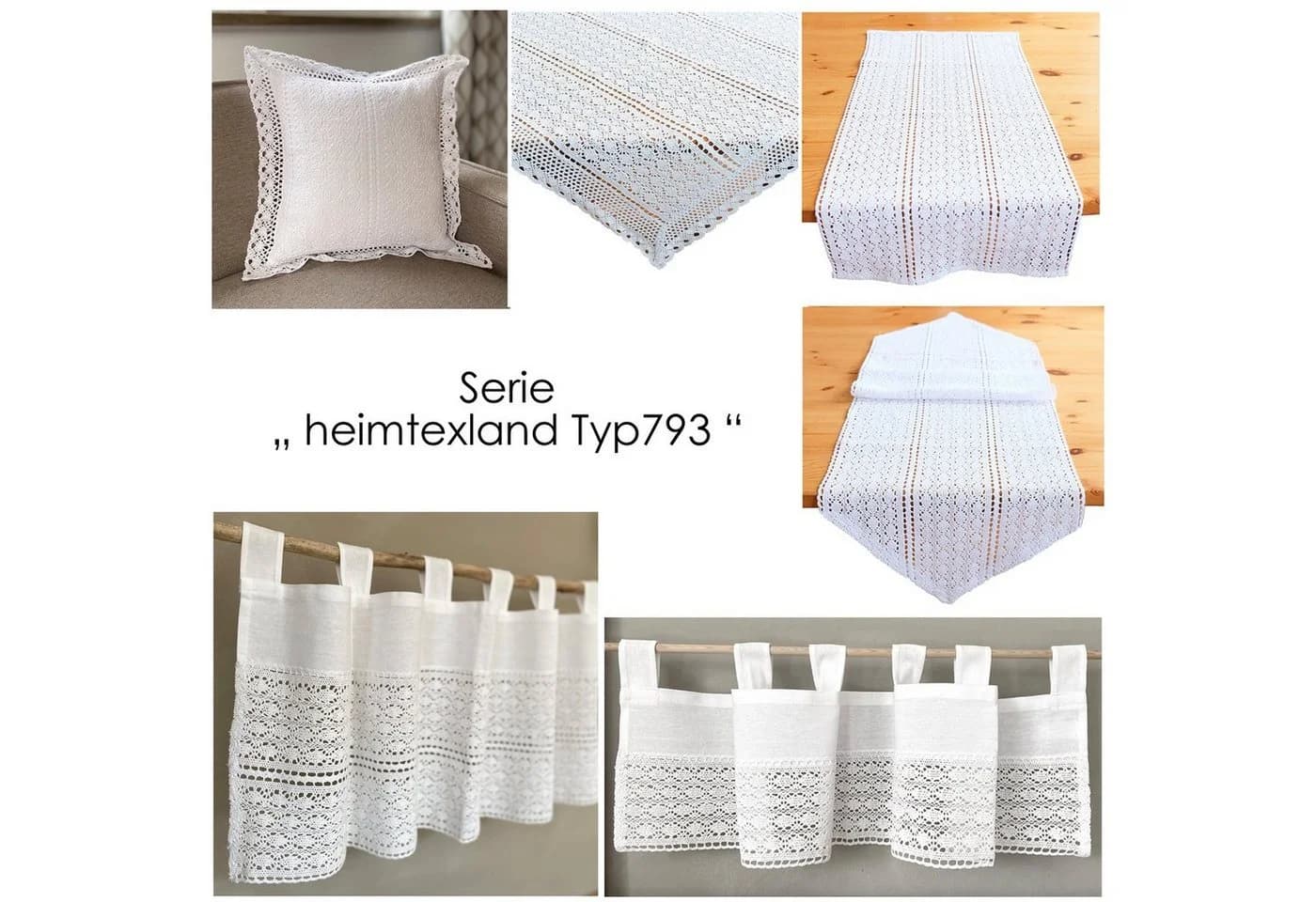 heimtexland Scheibengardine Deko Set Weiß Häkelspitze Boho - Bild 3