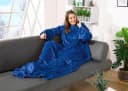 heimtexland Wohndecke Kuscheldecke mit Ärmeln Super Soft Flanell Decke Blau Bild 2