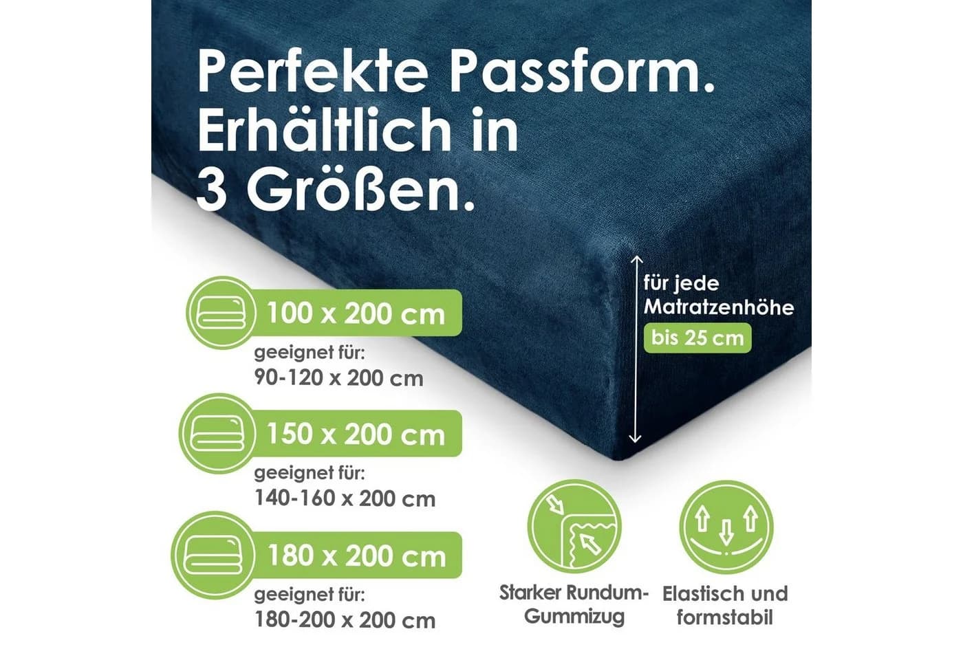 heimtexland Spannbettlaken Cashmere Touch Marineblau Super Soft - Bild 5