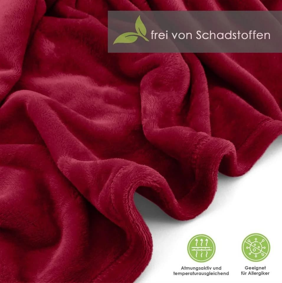 heimtexland Tragbare Ganzkörperdecke mit Ärmeln Bordeaux Flanell - Bild 5