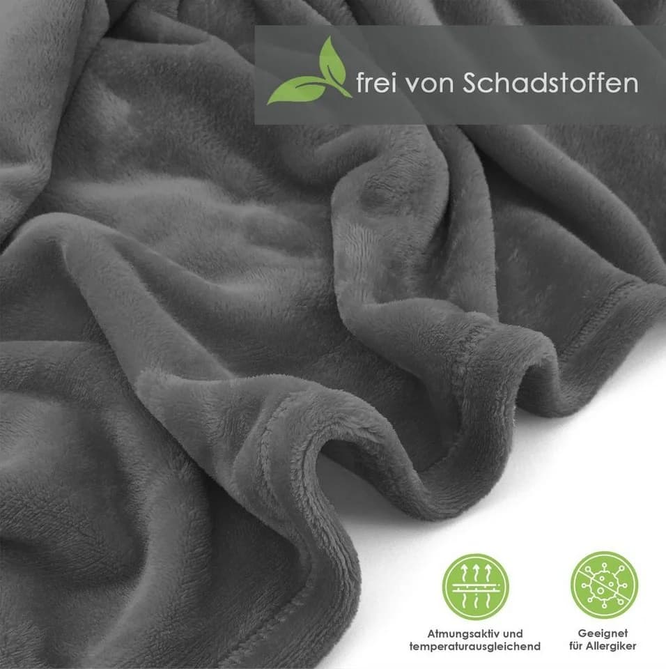 heimtexland Tragbare Ganzkörperdecke mit Ärmeln Grau Flanell - Bild 5