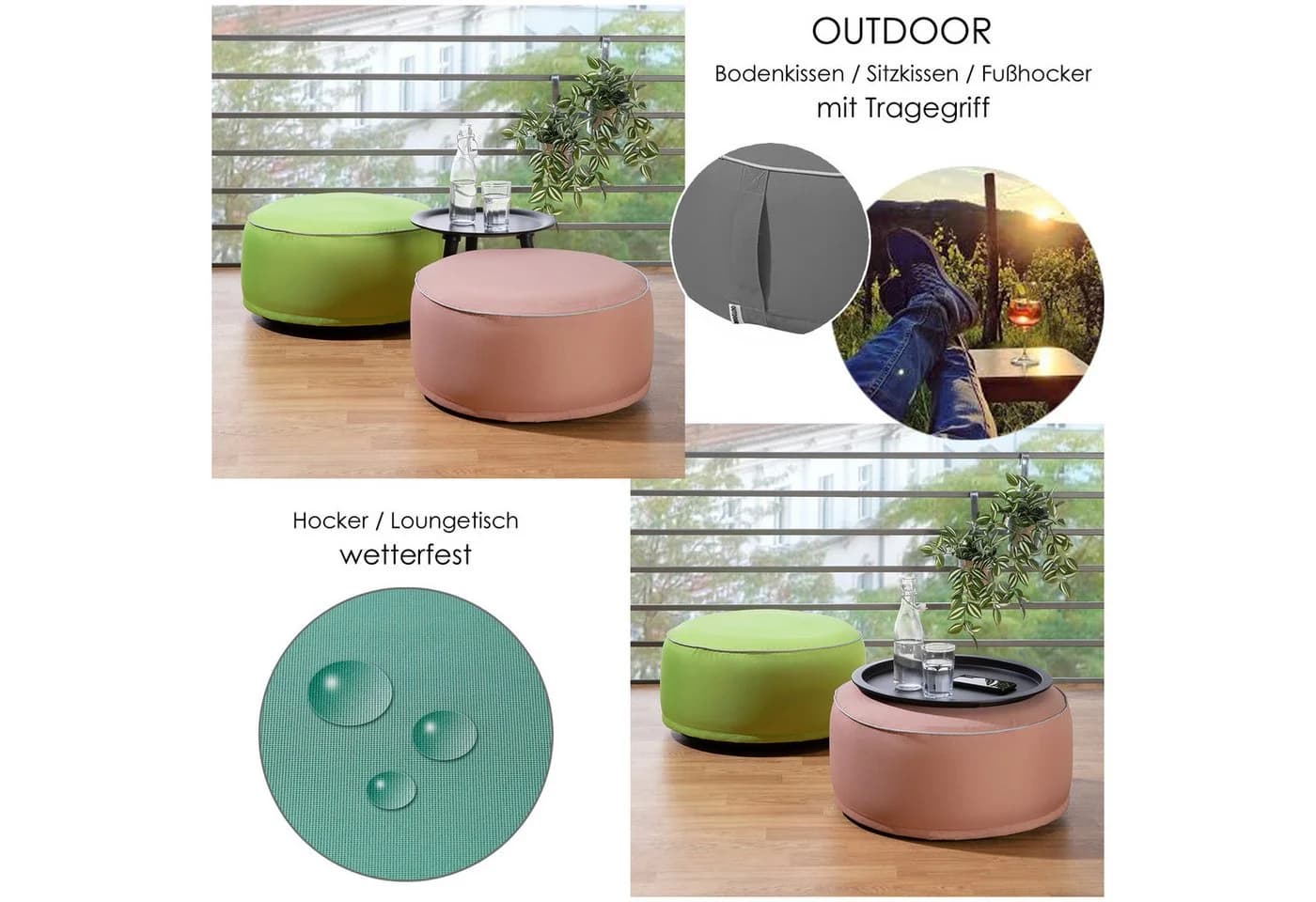 heimtexland Sitzkissen Outdoor Pouf Bodenkissen Anthrazit - Bild 4