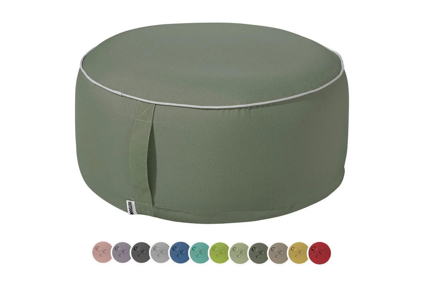 heimtexland Sitzkissen Outdoor Pouf Bodenkissen Garten Lounge Deko Hocker Oliv - Bild 2