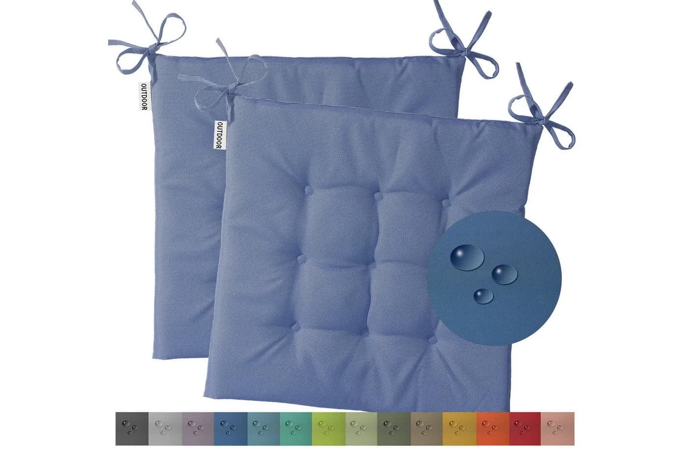 heimtexland Sitzkissen Outdoor Blau Wetterfest UV-beständig - Bild 2