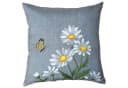 Tischdecke und Kissenhülle im Leinen-Optik Design mit Blumenmuster Bild 2
