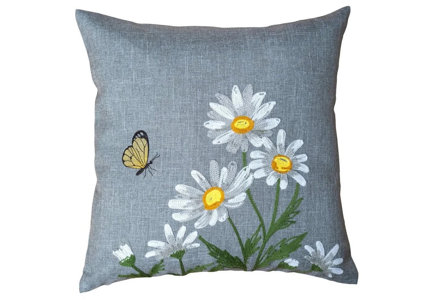 Tischdecke und Kissenhülle im Leinen-Optik Design mit Blumenmuster - Bild 2