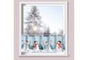 heimtexland Weihnachts-Scheibengardine mit Schneemann-Motiv in Blau Bild 1