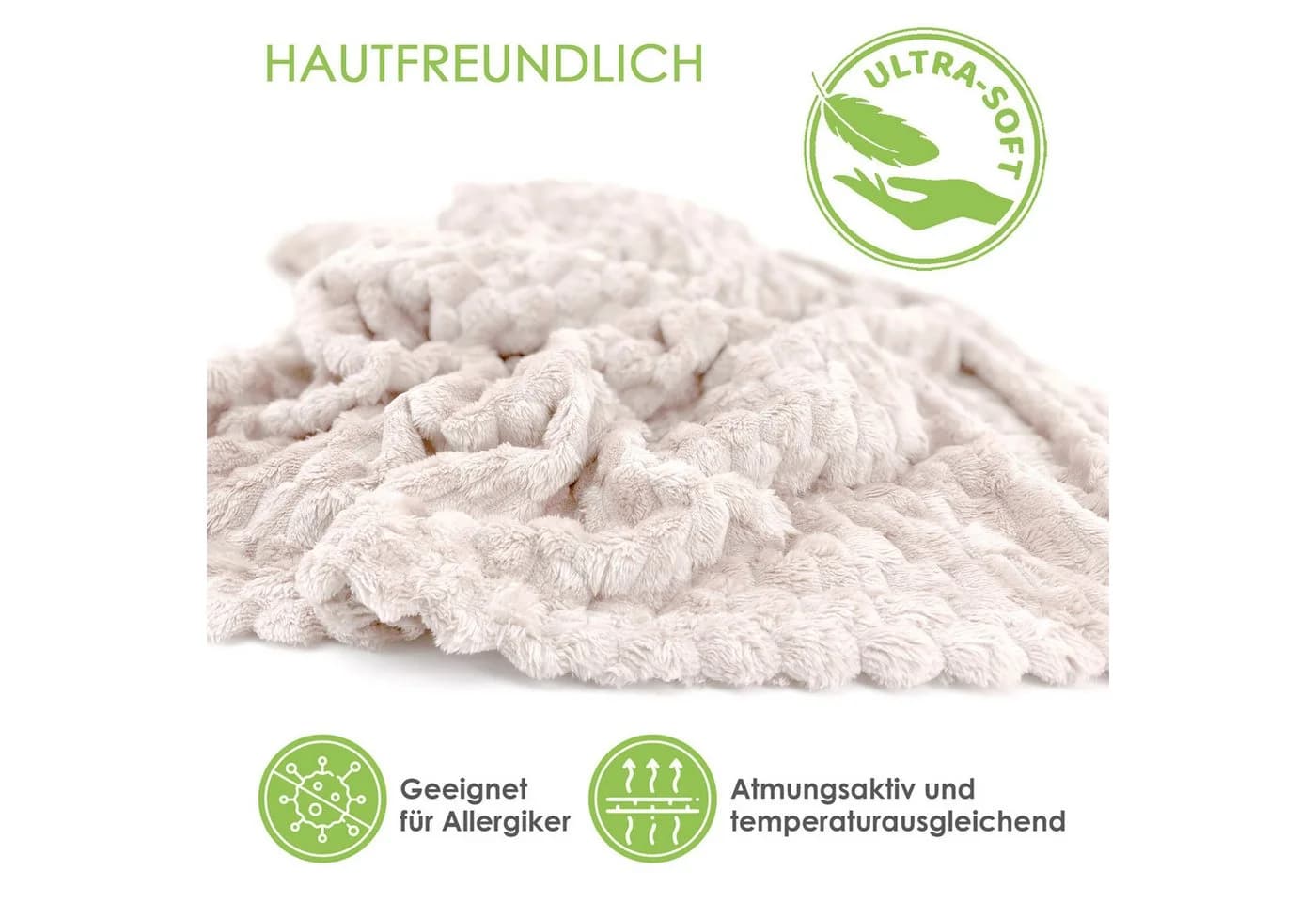 Heimtexland Flanell Kuscheldecke Creme 150x200 cm - Bild 4